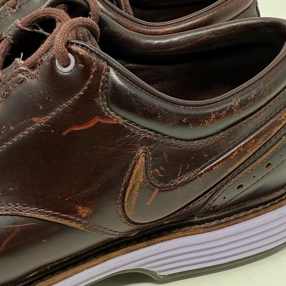 Nike Lunar Clayton Golf Shoes Mens 10.5 Burgundy Leather Spikeless 628535-600 - Picture 5 of 16